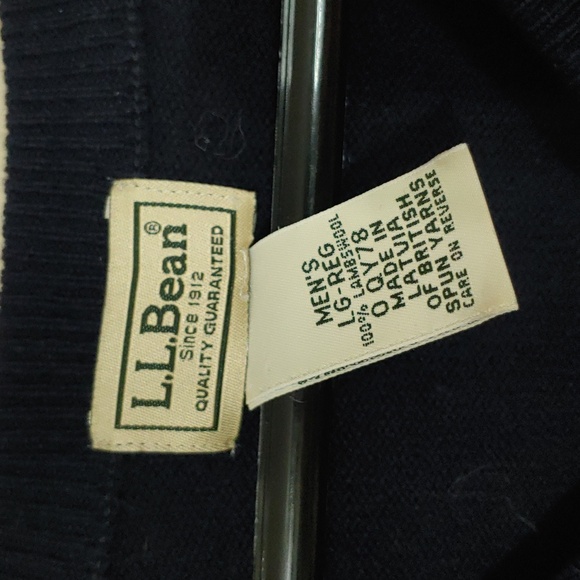 L.L. Bean Men's Wool Sweater Navy Blue - Picture 2 of 6